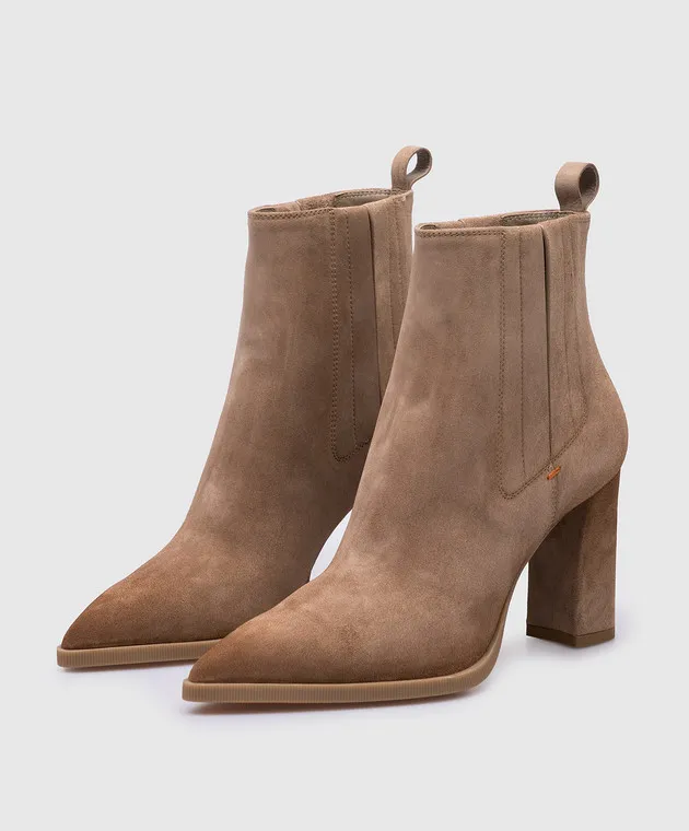 Santoni Estellebt beige suede ankle boots