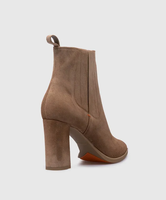 Santoni Estellebt beige suede ankle boots