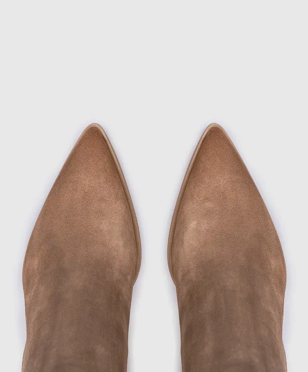Santoni Estellebt beige suede ankle boots