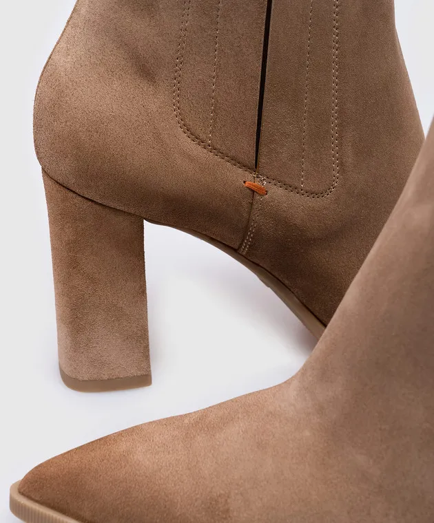 Santoni Estellebt beige suede ankle boots