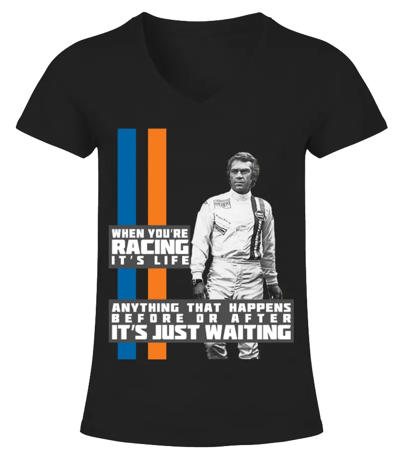 STEVE MCQUEEN  LE MANS (8) CAMISETA CUELLO PICO MUJER