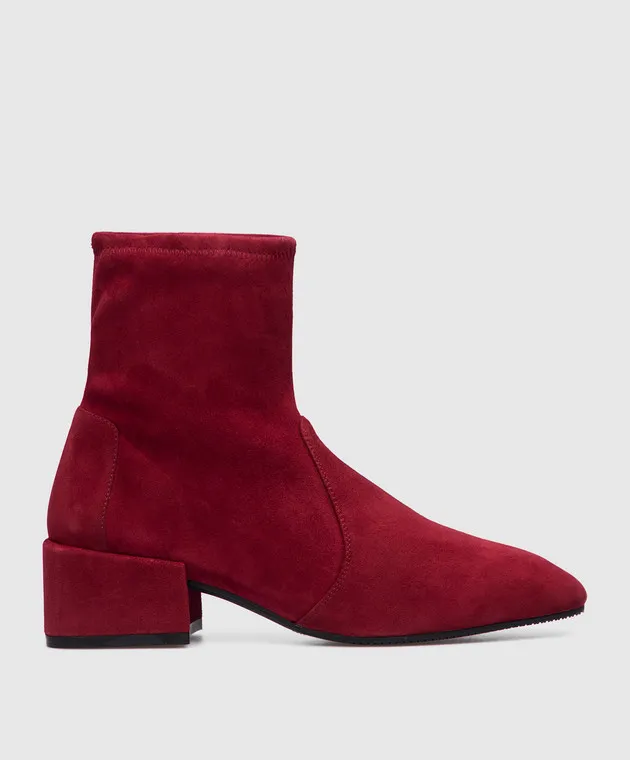 Stuart Weitzman Burgundy suede accordion ankle boots