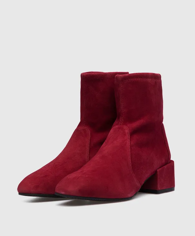 Stuart Weitzman Burgundy suede accordion ankle boots