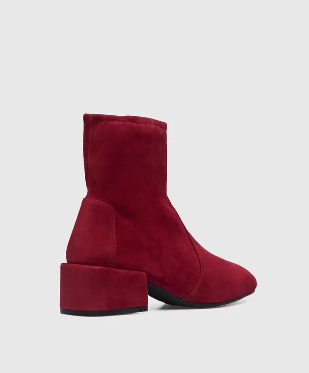 Stuart Weitzman Burgundy suede accordion ankle boots