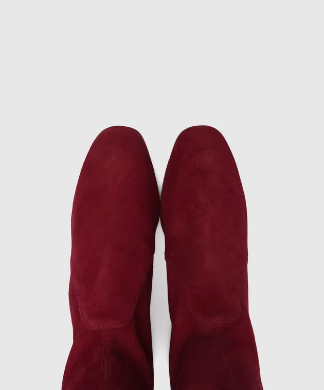 Stuart Weitzman Burgundy suede accordion ankle boots