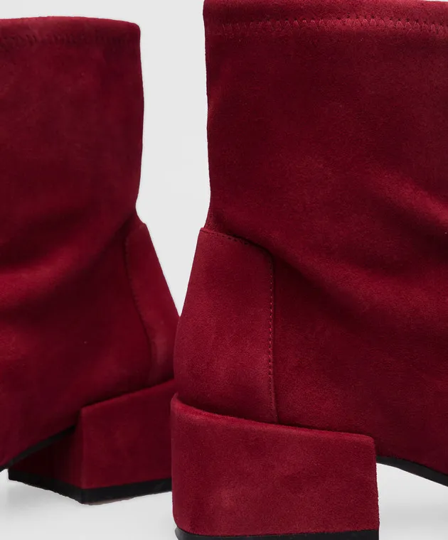 Stuart Weitzman Burgundy suede accordion ankle boots