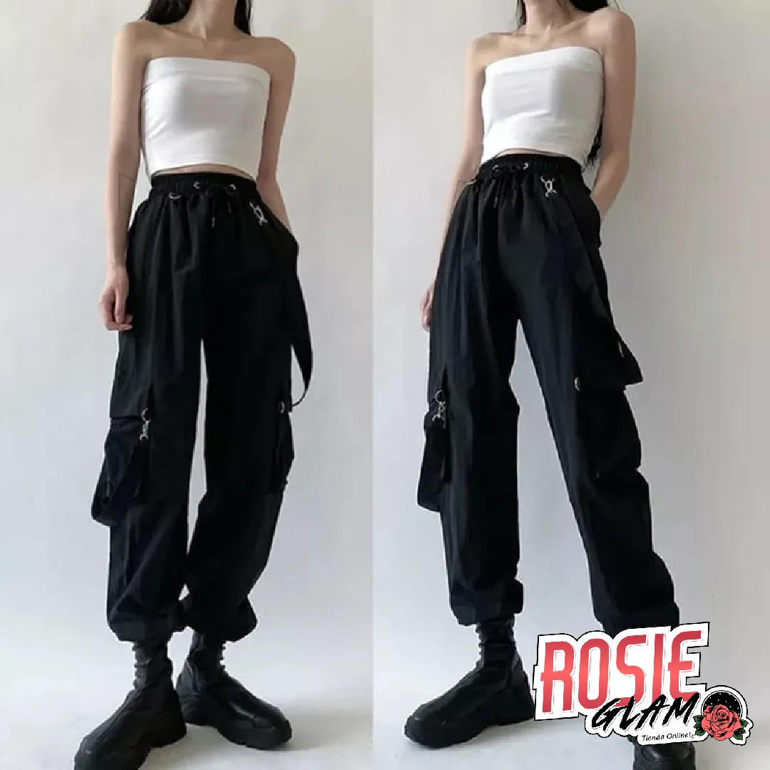 SUDADERA CARGO CARGADERAS NEGRO ROSIEGLAM