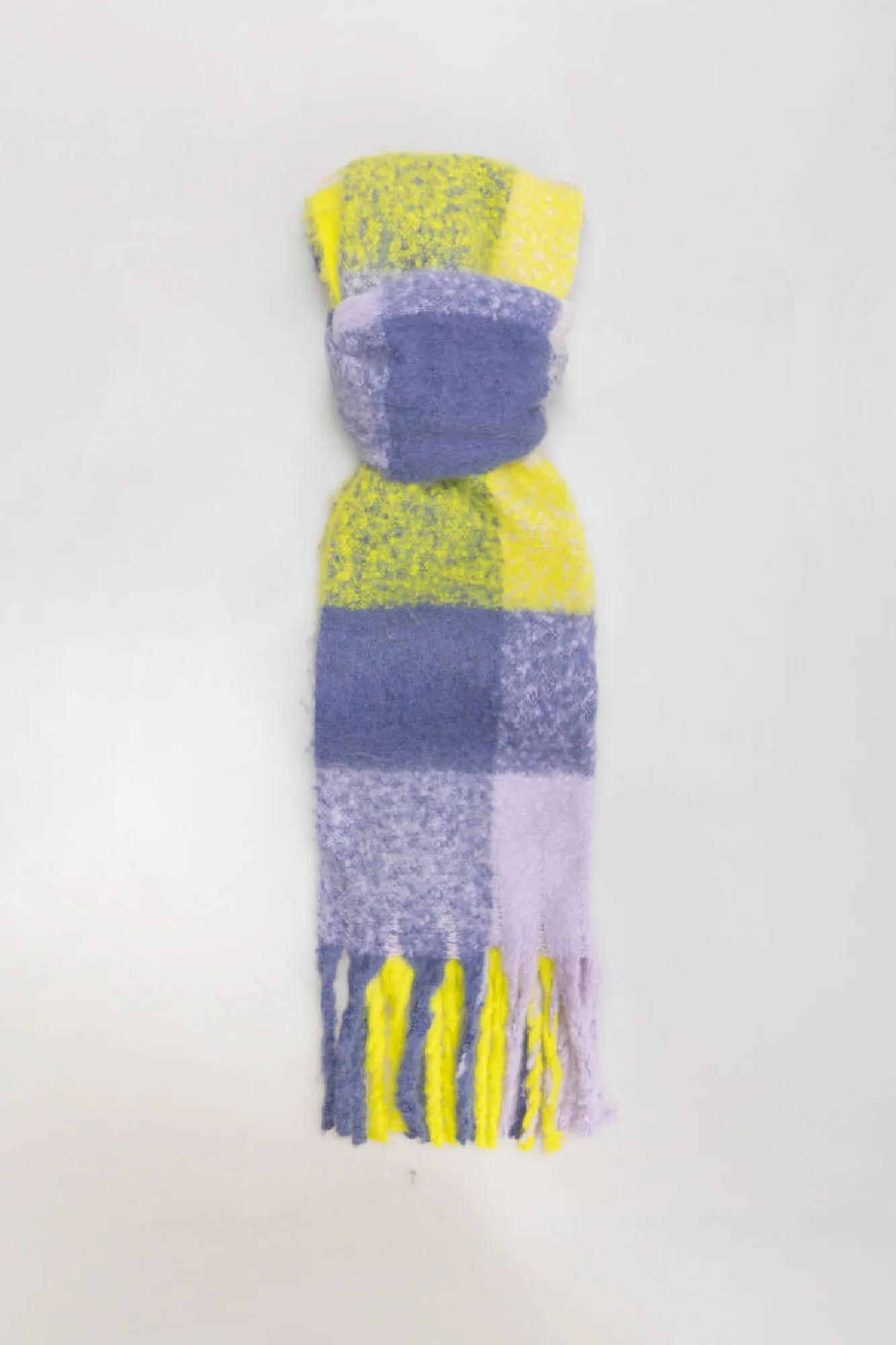 Systemaction Bufanda maxi cuadros multicolor acabada con flecos