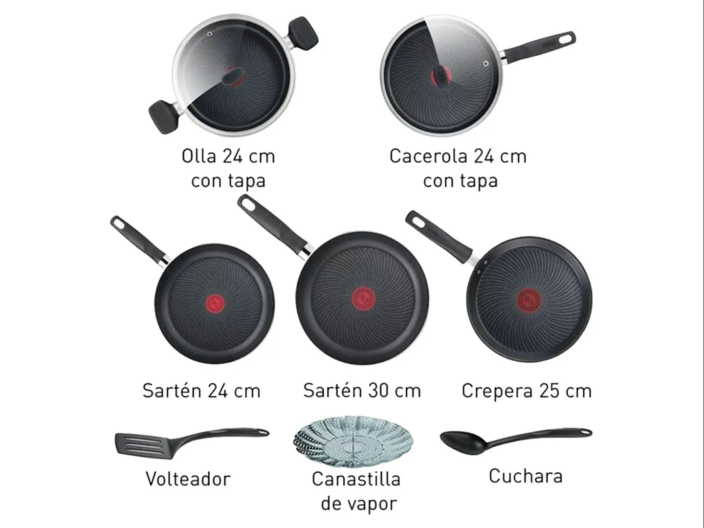 TFAL START EASY NEGRO BATERIA DE COCINA  10 PZS