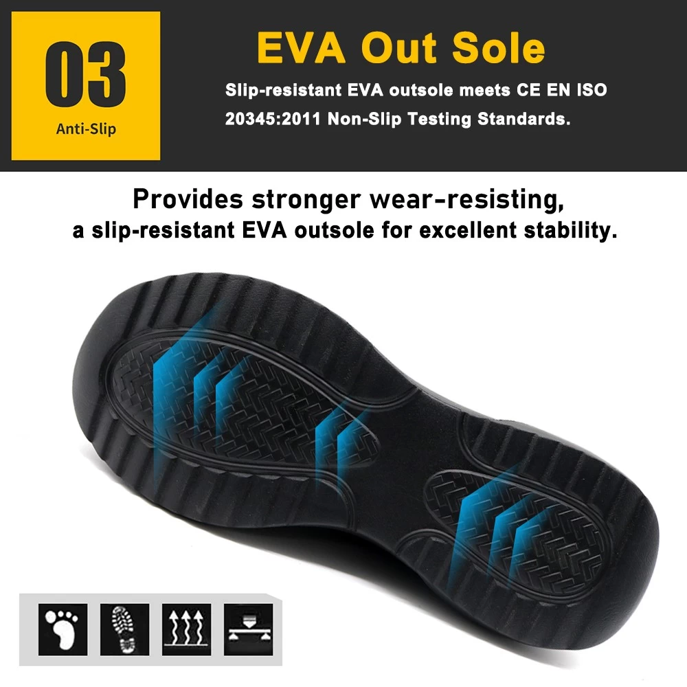 TM270 Zapatos de seguridad deportivos con suela de EVA blanda antiperforación con punta de acero