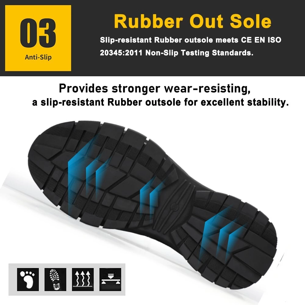 TM3061 suela de goma de absorción de impactos zapatos de seguridad deportivos con punta de acero a la moda