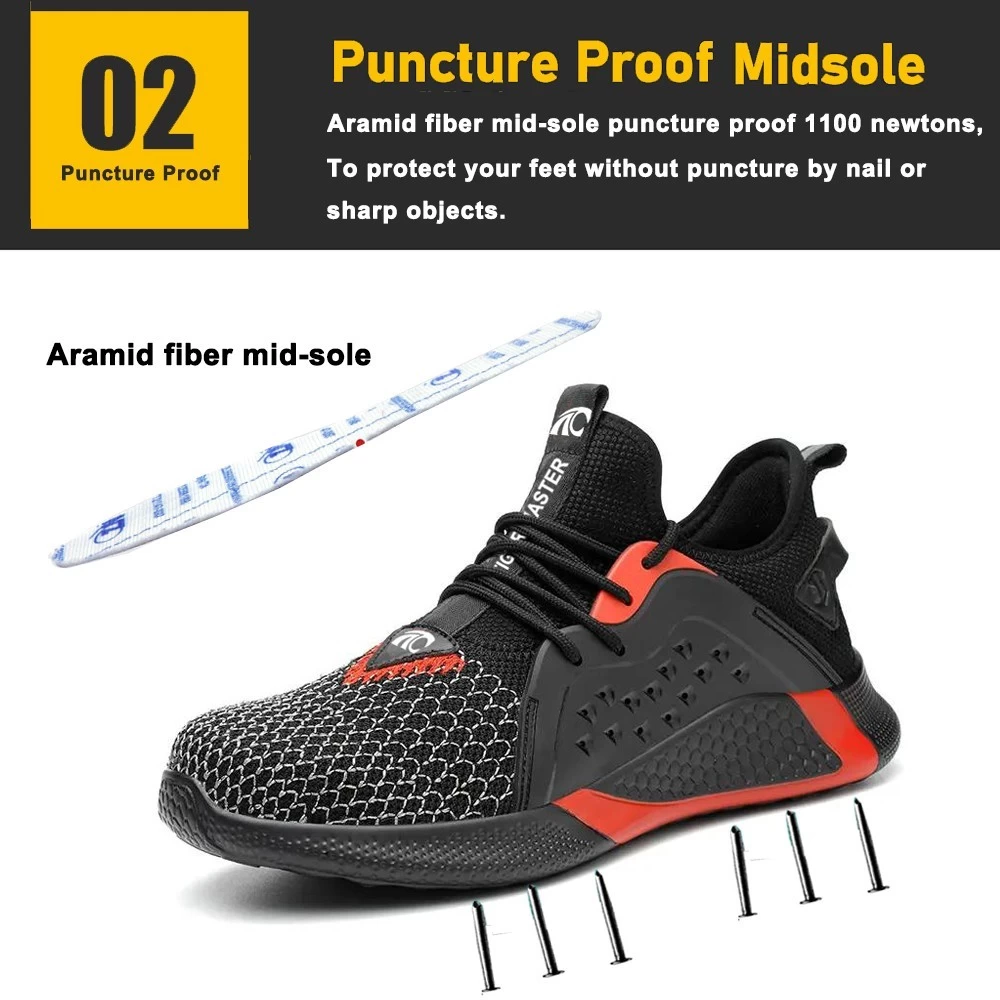 TM3064 Zapatos de seguridad deportivos ligeros antipinchazos con punta de acero suave para hombres y mujeres