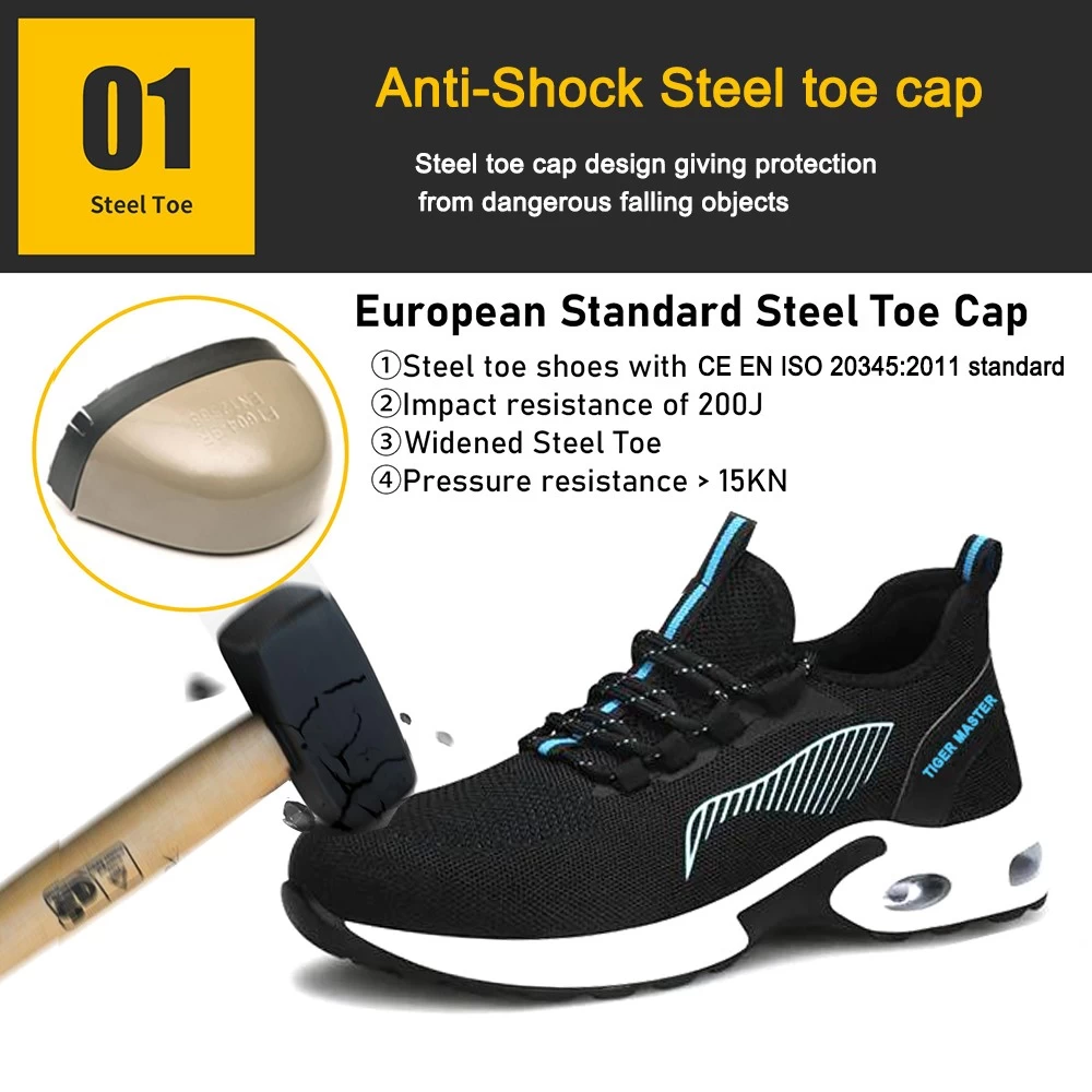 TM3072 Talón amortiguador a prueba de pinchazos puntera de acero moda zapatos de seguridad deportivos