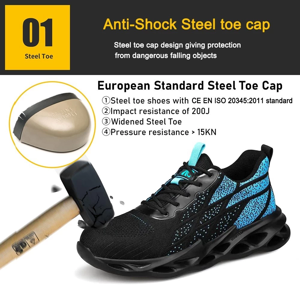 TM3075 Zapatos de seguridad deportivos casuales livianos con suela de EVA suave con punta de acero