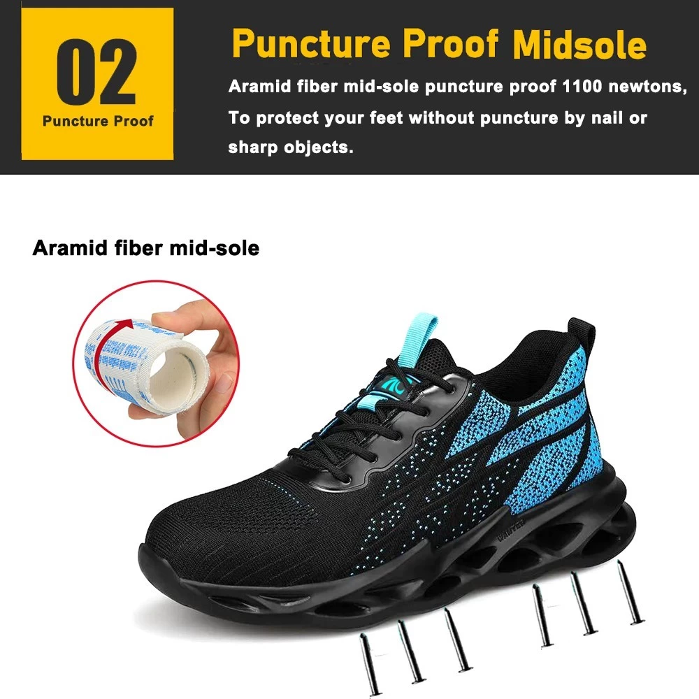 TM3075 Zapatos de seguridad deportivos casuales livianos con suela de EVA suave con punta de acero