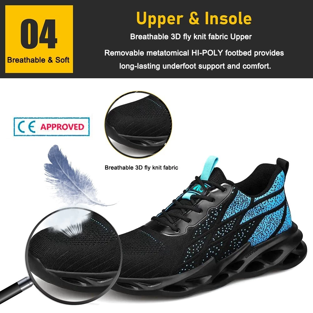 TM3075 Zapatos de seguridad deportivos casuales livianos con suela de EVA suave con punta de acero