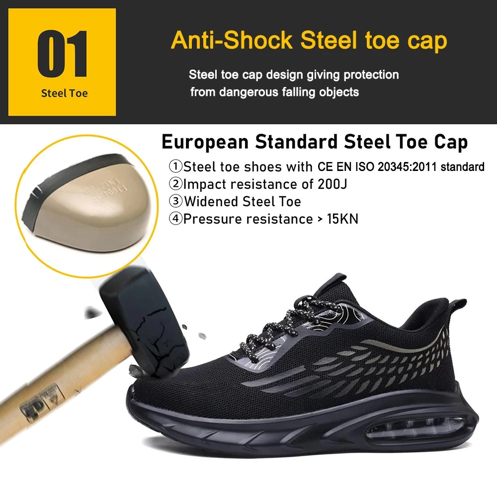 TM3078 zapatos de seguridad deportivos de moda transpirables con punta de acero antideslizantes a prueba de pinchazos para hombr