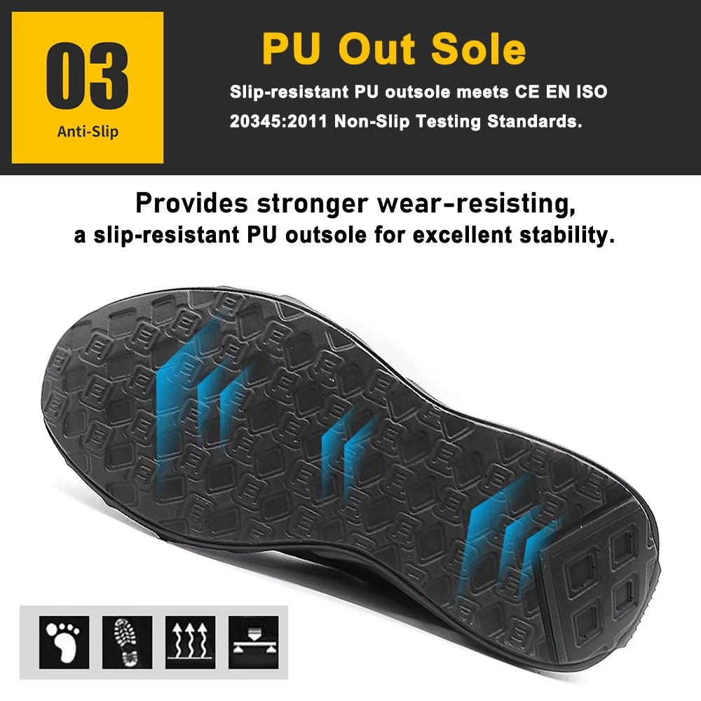 TM3078 zapatos de seguridad deportivos de moda transpirables con punta de acero antideslizantes a prueba de pinchazos para hombr