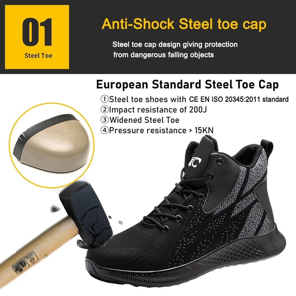 TM3082 Zapatos de seguridad deportivos con punta de acero y tobillo alto para hombres, peso ligero