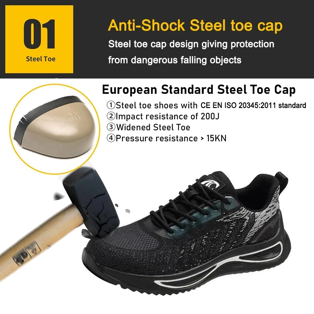 TM3140 Zapatos de seguridad de moda para hombre con punta de acero antideslizantes y a prueba de pinchazos deportivos