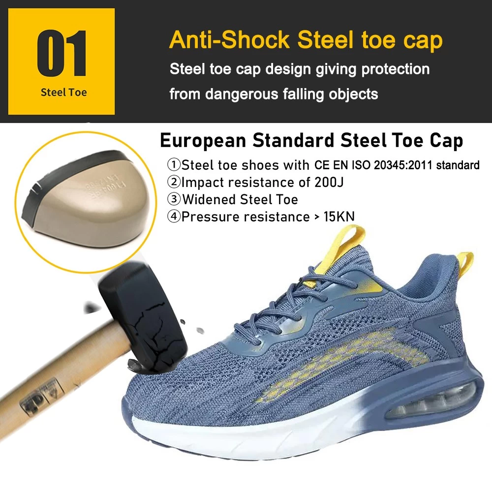 TM3141 Zapatos de seguridad deportivos de moda, livianos, con amortiguación de aire y punta de acero