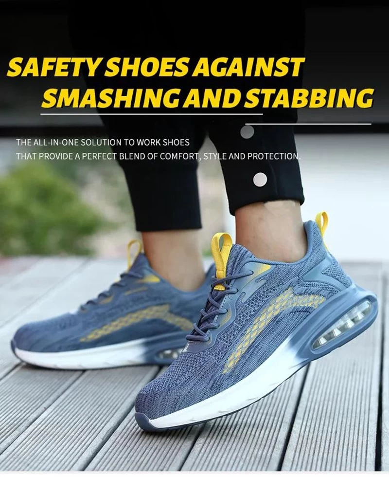 TM3141 Zapatos de seguridad deportivos de moda, livianos, con amortiguación de aire y punta de acero