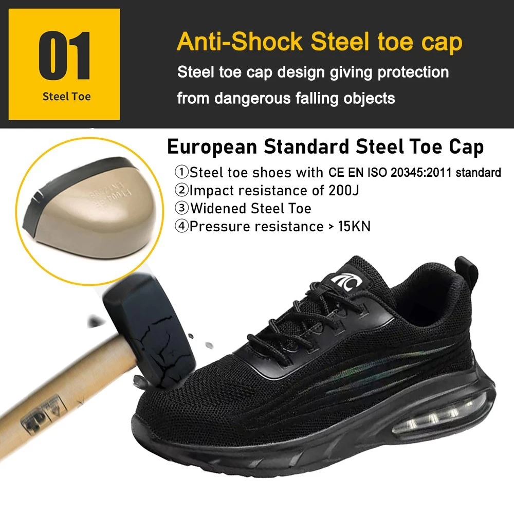 TM3145 Zapatos de seguridad deportivos de logística con protección de punta de acero y absorción de impactos para hombres