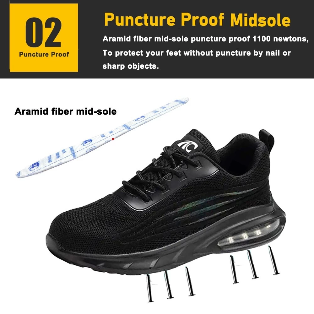 TM3145 Zapatos de seguridad deportivos de logística con protección de punta de acero y absorción de impactos para hombres