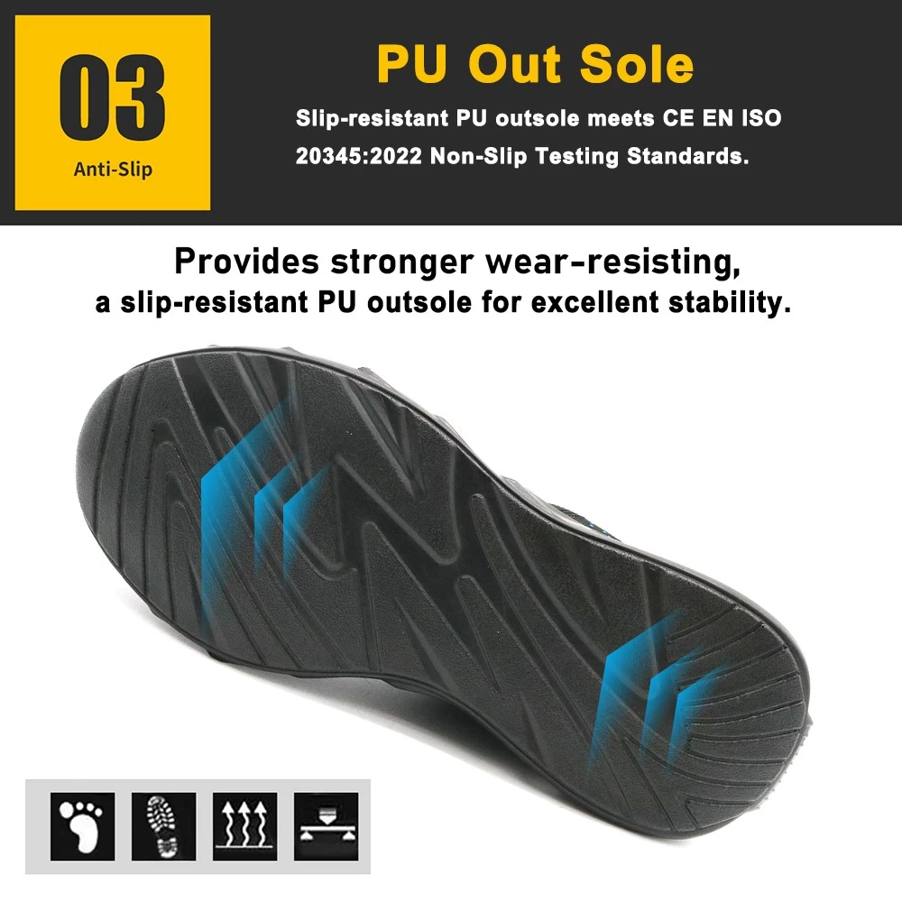 TM3145 Zapatos de seguridad deportivos de logística con protección de punta de acero y absorción de impactos para hombres
