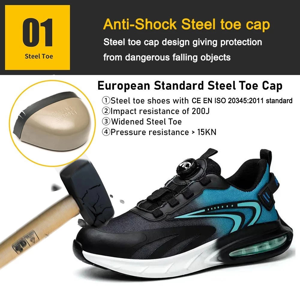 TM3148 Zapatos de seguridad deportivos de moda con sistema de bloqueo rápido y punta de acero