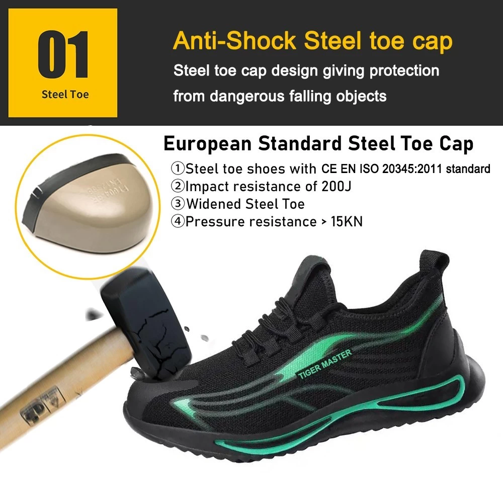 TM3152 Zapatos de seguridad deportivos antideslizantes con punta de acero y resistencia al aceite para hombre