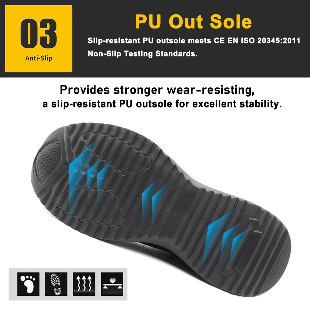 TM3152 Zapatos de seguridad deportivos antideslizantes con punta de acero y resistencia al aceite para hombre