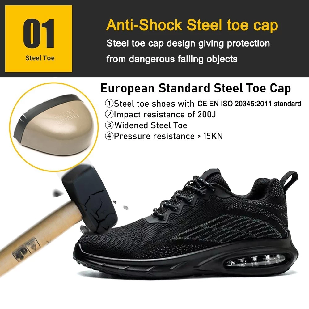 TM3154 Zapatos de seguridad deportivos con punta de acero y amortiguación de aire para hombres livianos