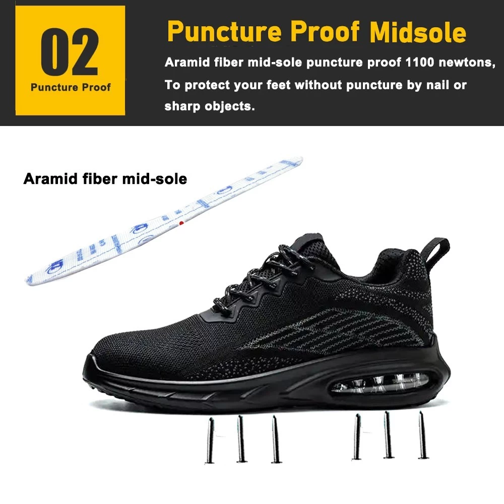 TM3154 Zapatos de seguridad deportivos con punta de acero y amortiguación de aire para hombres livianos