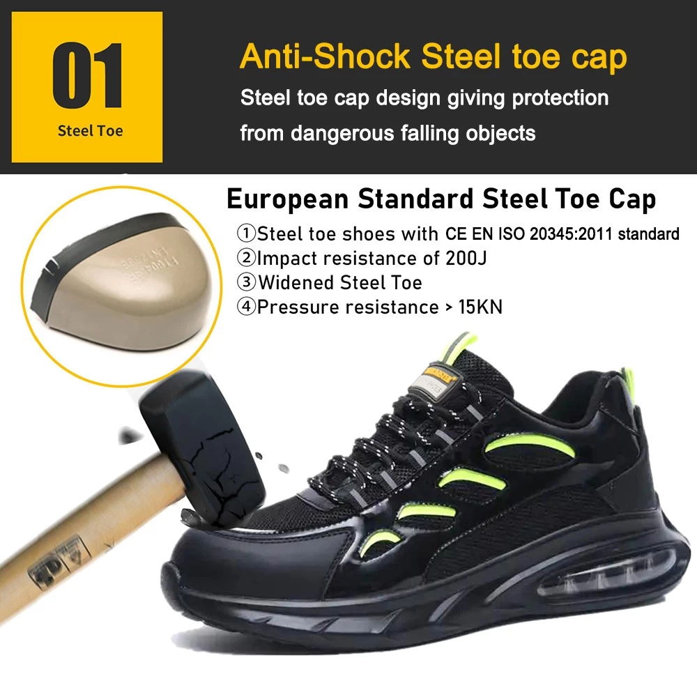 TM3157 Zapatos de seguridad deportivos de moda con amortiguación de aire y punta de acero