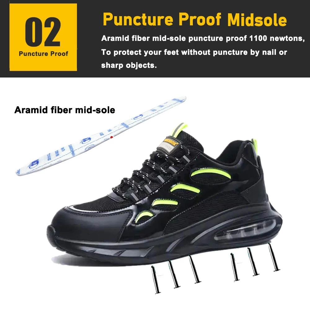 TM3157 Zapatos de seguridad deportivos de moda con amortiguación de aire y punta de acero
