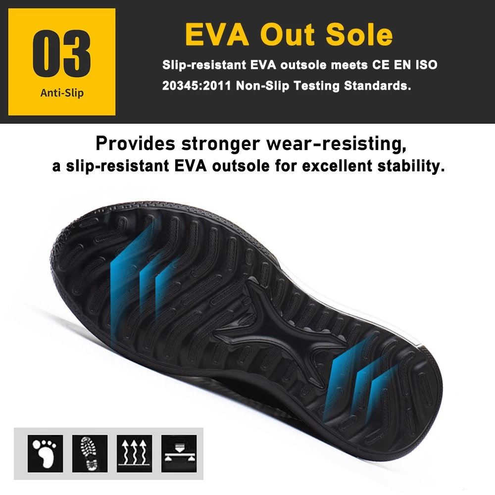 TM3159 Zapatos de seguridad deportivos con punta de acero antipinchazos y suela de EVA suave para hombres