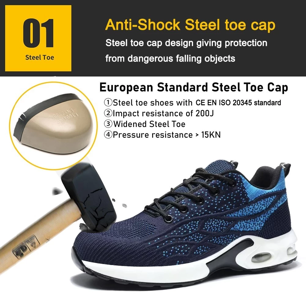 TM3231 Zapatos de seguridad deportivos de moda antipinchazos con amortiguación de aire y punta de acero