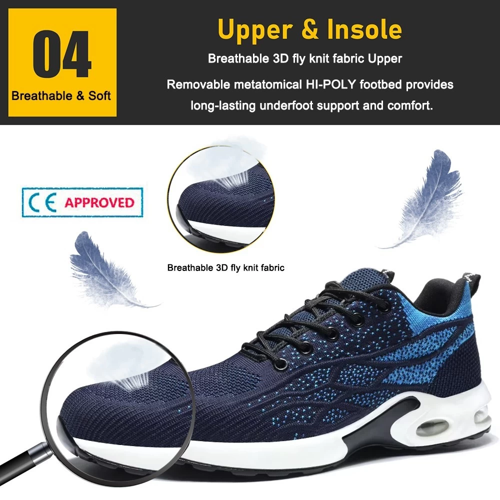 TM3231 Zapatos de seguridad deportivos de moda antipinchazos con amortiguación de aire y punta de acero