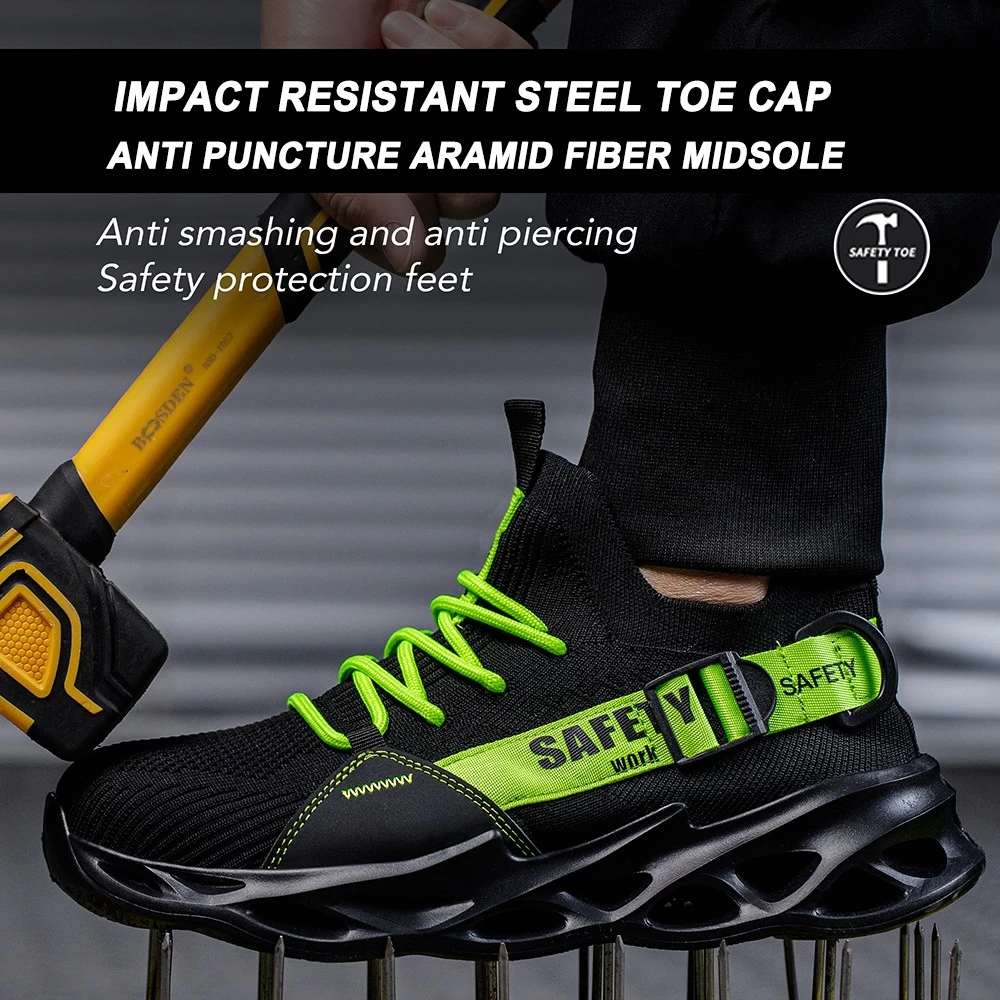 TM3269 Zapatos de seguridad deportivos antipinchazos, cómodos y a la moda, con punta de acero