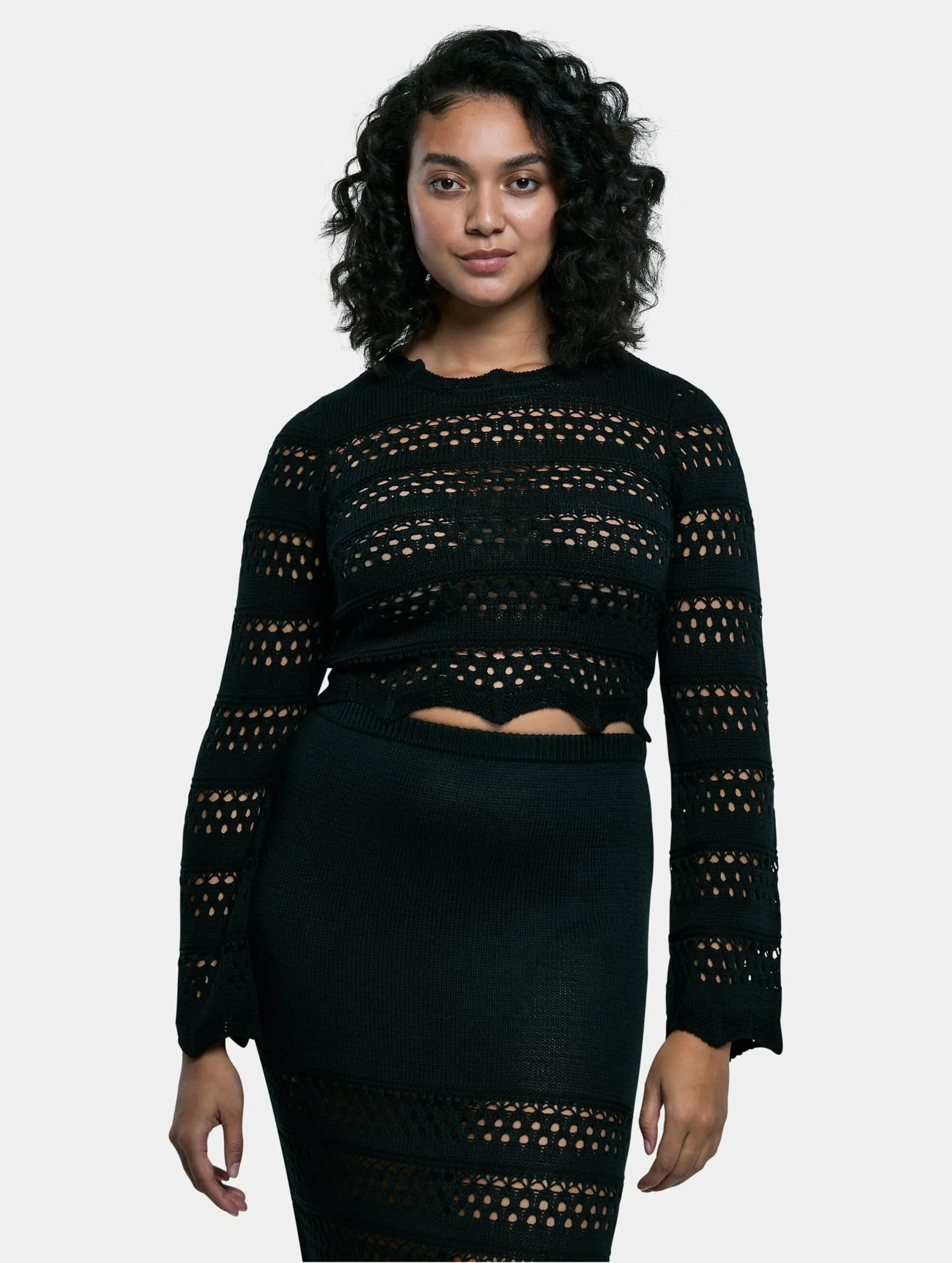 Urban Classics  Ladies Cropped Crochet Knit