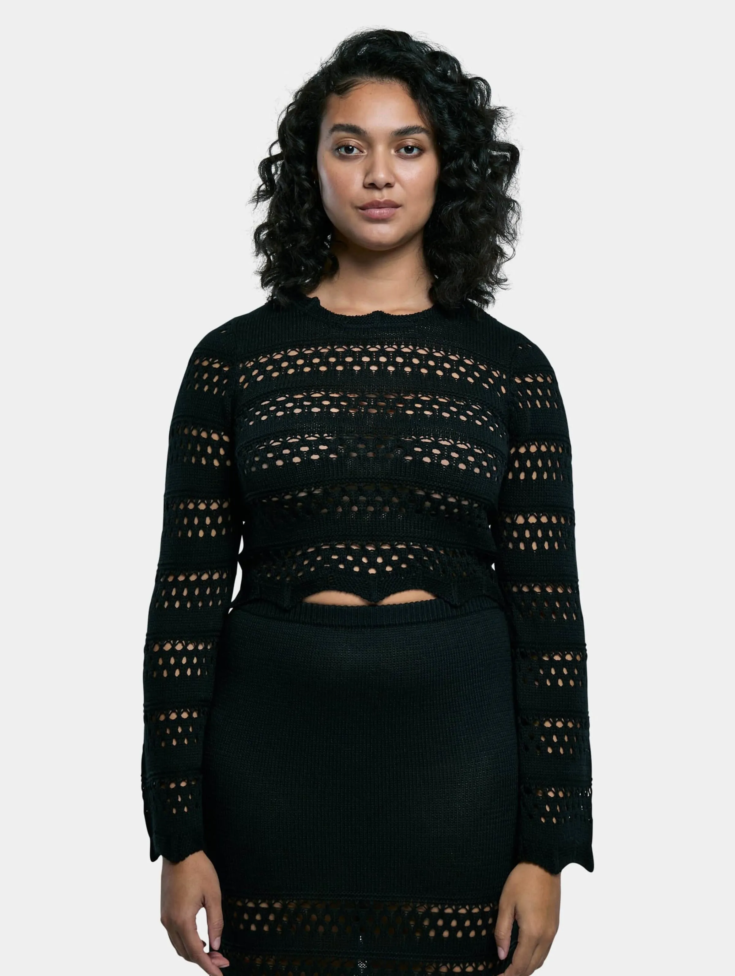 Urban Classics  Ladies Cropped Crochet Knit