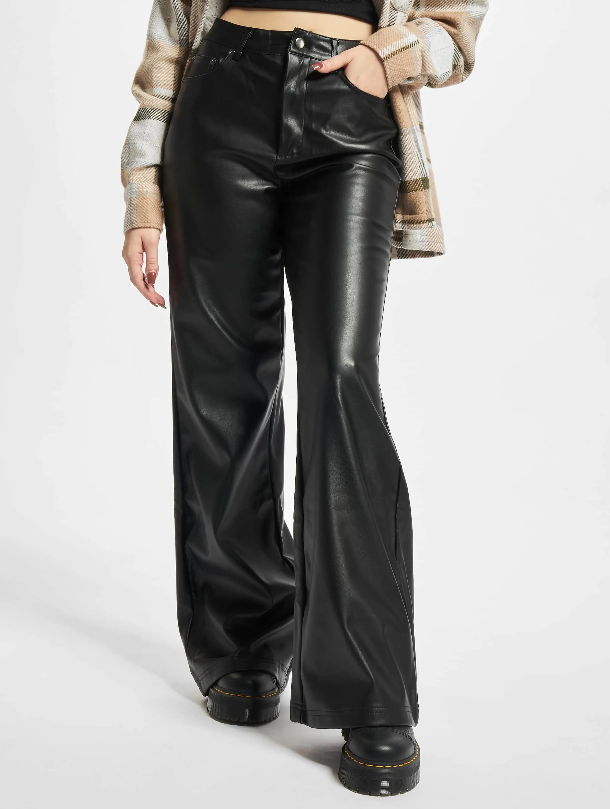Urban Classics Ladies Faux Leather Wide Leg