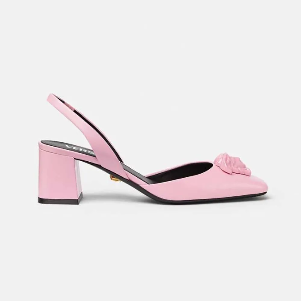 VERSACE MUJER ZAPATOS DE TACóN CON TIRA TRASERA DE PIEL LA MEDUSAROSA
