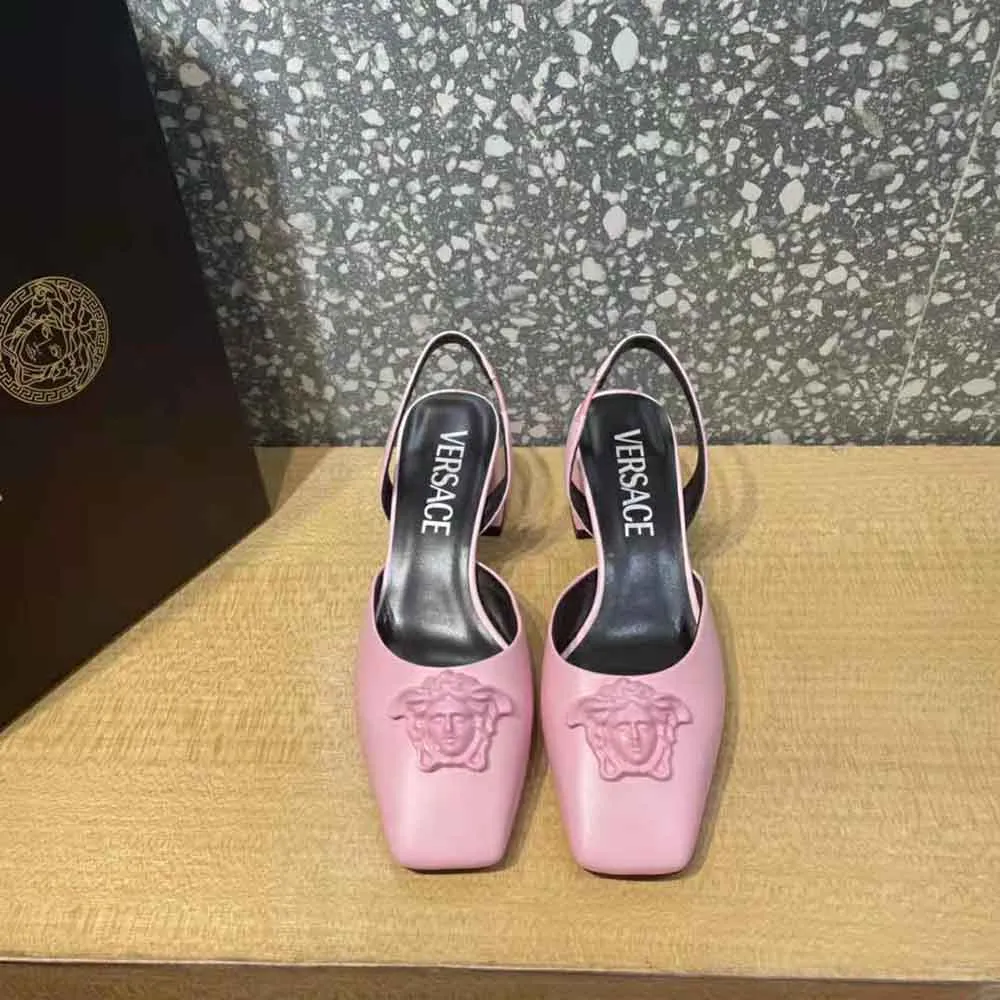 VERSACE MUJER ZAPATOS DE TACóN CON TIRA TRASERA DE PIEL LA MEDUSAROSA