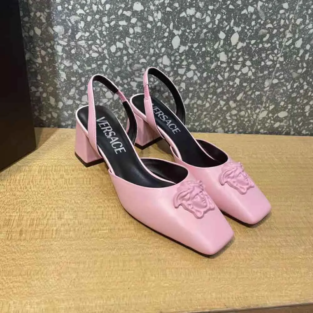 VERSACE MUJER ZAPATOS DE TACóN CON TIRA TRASERA DE PIEL LA MEDUSAROSA