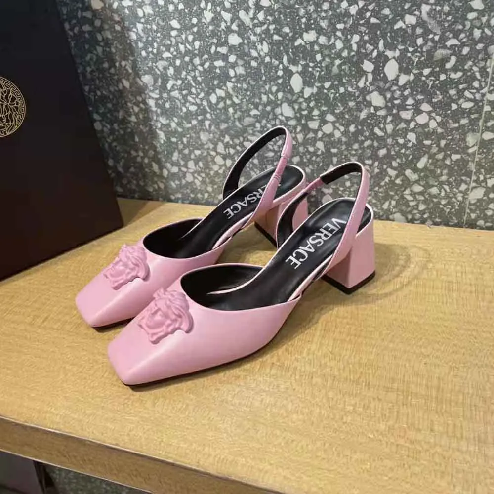 VERSACE MUJER ZAPATOS DE TACóN CON TIRA TRASERA DE PIEL LA MEDUSAROSA
