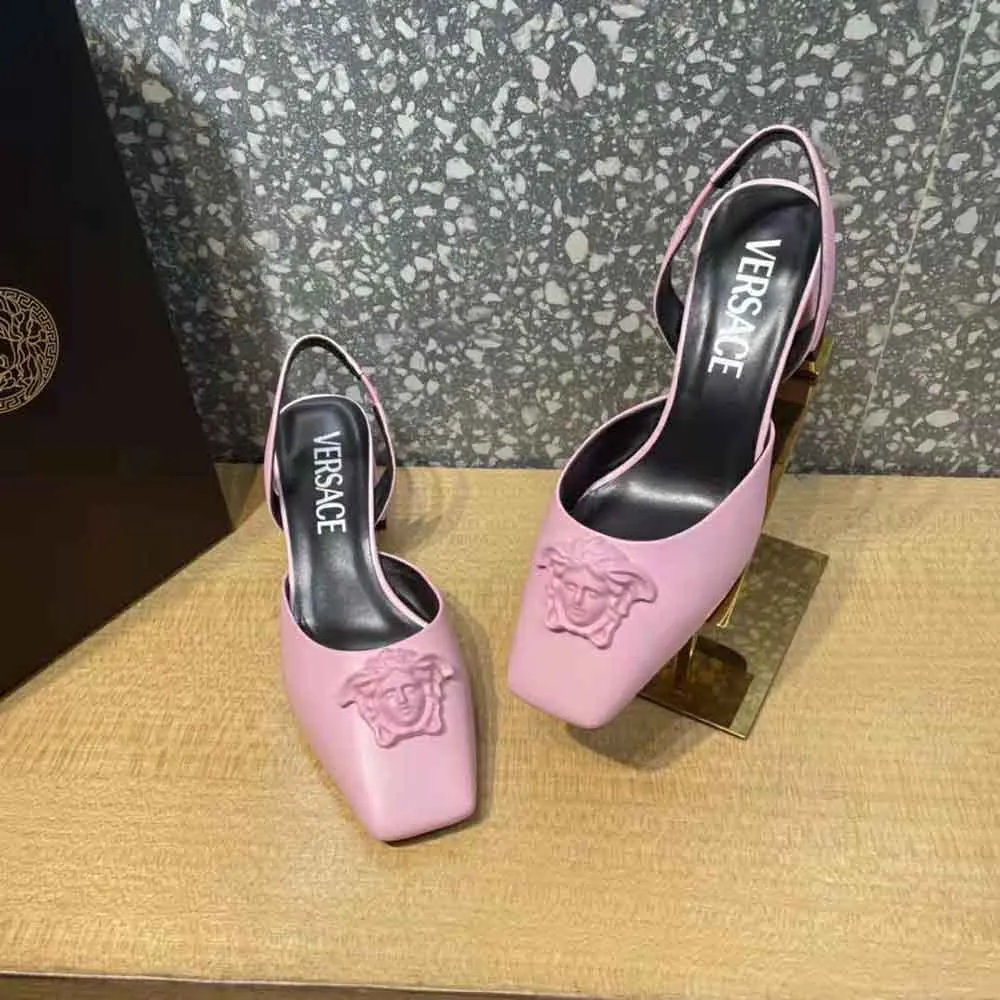 VERSACE MUJER ZAPATOS DE TACóN CON TIRA TRASERA DE PIEL LA MEDUSAROSA