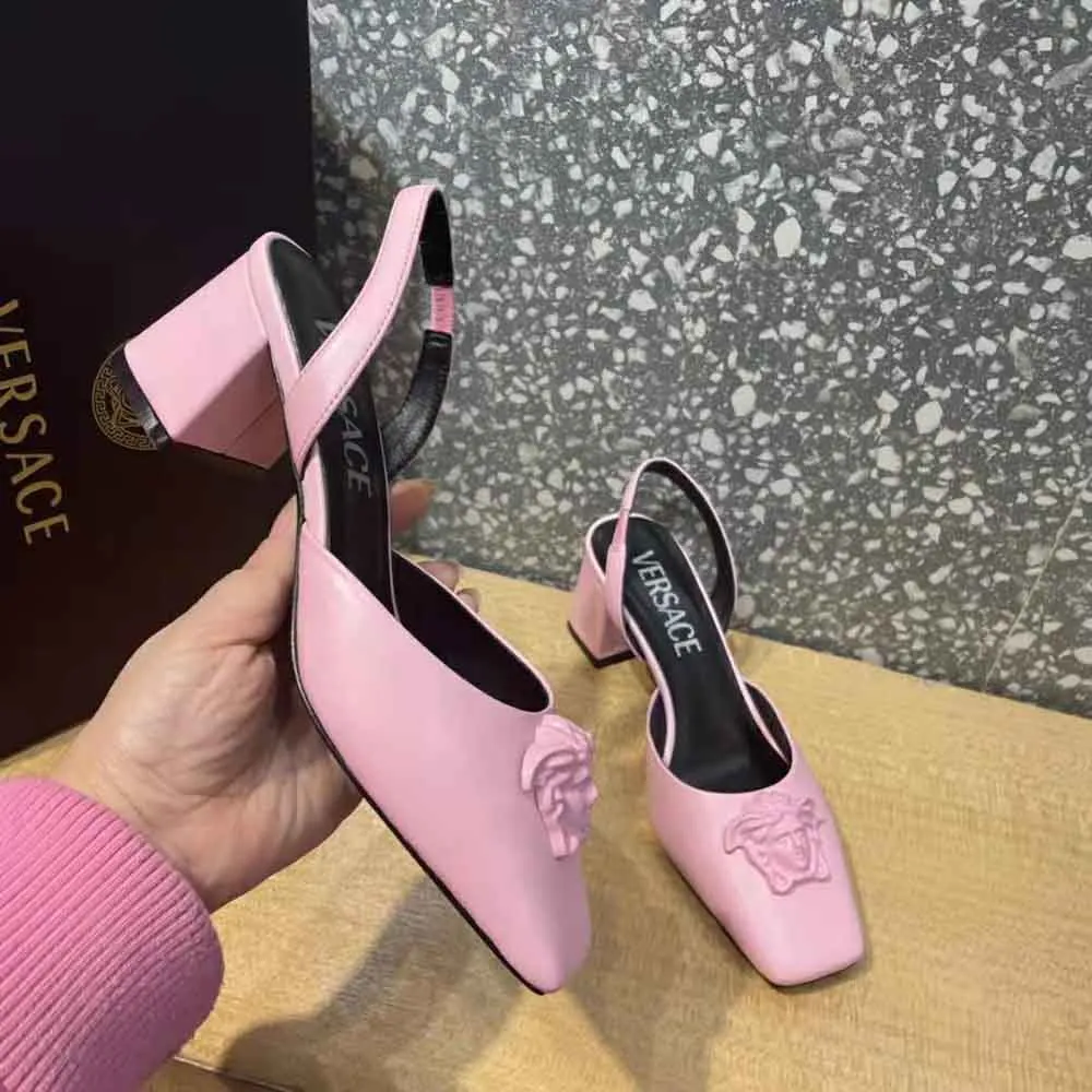 VERSACE MUJER ZAPATOS DE TACóN CON TIRA TRASERA DE PIEL LA MEDUSAROSA
