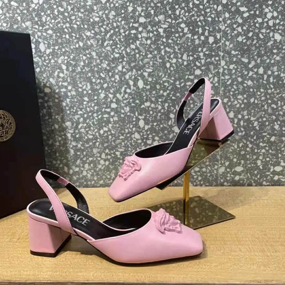 VERSACE MUJER ZAPATOS DE TACóN CON TIRA TRASERA DE PIEL LA MEDUSAROSA